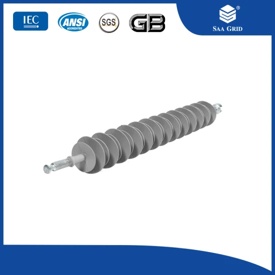 Aislador de goma sin salida de varilla larga de silicio, tensión compuesta de alta calidad, tensión de polímero galvanizado, 115kv